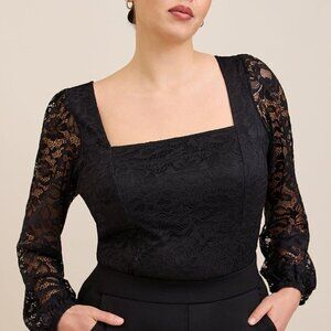 Torrid - Lace Square Neck Long Sleeve Top in Deep Blackβββββββ